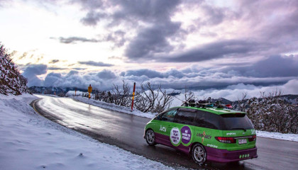 snowy mountainside crib driving