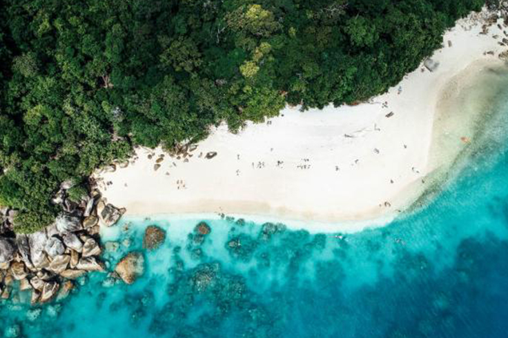 drone shot of nudey beach on the east coast of australia