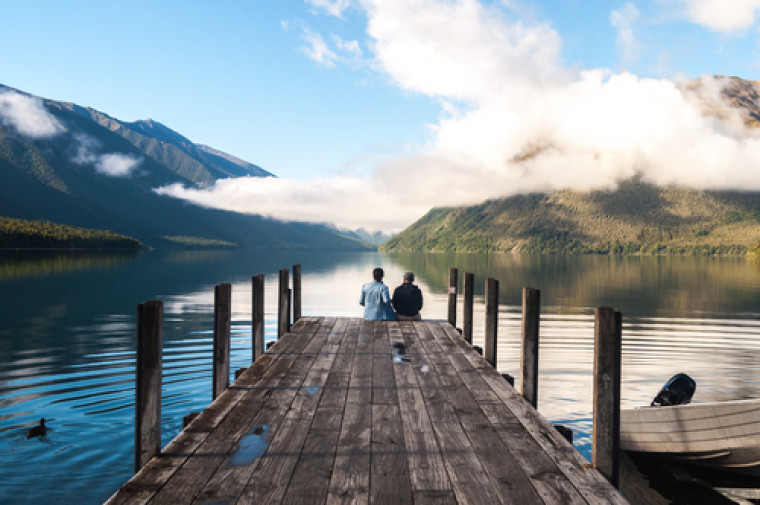 Friends on a pier